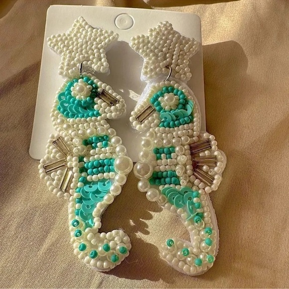 Anthropologie Seahorse Beach Earrings Brand New - Picture 1 of 7